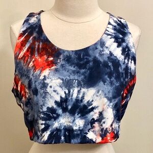 Live Well Active Blue Red White Tie Dye Sleeveless Racer Back Athletic Top SZ 1X
